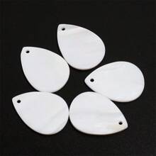 5/10/30pcs/Pack Natural Teardrop Shaped Shell Pendant, White Color Shell Material With Hole, For Clothing, Hair Decoration, Natural Style Accessories