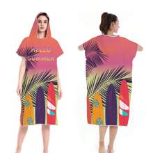 Toalha de Praia Multifuncional de Secagem Rápida e Livre de Areia, Poncho de Surf com Capuz Compacto para Adultos Homens e Mulheres, Roupa de Mergulho com Mangas Ajustáveis para Surf, Natação, Banho, Casamento, Decoração de Casa e Banheiro, Volta às Aulas