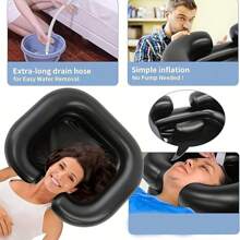 Air Inflatable Hair Washing Basin With Water Tube (100 Cm) For Bedridden - Wash Hair In Bed With Inflatable Shampoo Basin. Portable Shampoo Bowl With Pillow For Extra Comfort. The Perfect Inflatable Sink For Locs Detox Home Bathroom Decor Summer Back To School