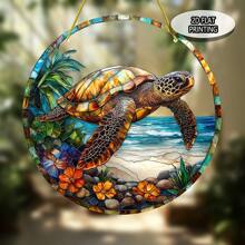 1 件海洋风格海龟捕光器 - 亚克力窗户挂饰、生日礼物、家居和花园装饰、派对配件、户外景观装饰