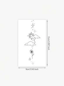 1 pieza Pegatina de tatuaje temporal lavable con diseños de dopamina, flores, nubes, estrellas, sol, adecuado para personas de moda, tatuaje falso para el brazo