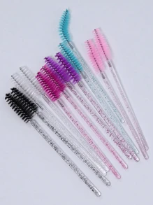 300pcs/100pcs/50pcs/10pcs Crystal Disposable Eyeliner Brushes - For Eyelash Extension, Mascara Application, Makeup Brushes (6 Mixed Colors)