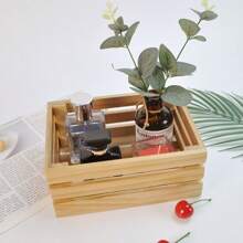 1pc 20*15*8.5cm Bamboo Home Storage Box, Can Be Used As Makeup Organizer, Bathroom Storage Box, Multi-Scene - Beige - View 4