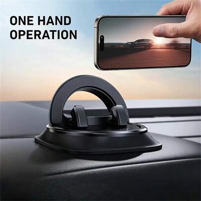 1pc 360° Rotating Car Phone Holder, Non-Slip Silicone, Compatible With Samsung & Other Smartphones, Battery-Free, Made Of ABS Material