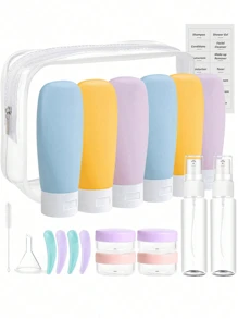 20 Pcs Travel Bottles Set For Toiletries And Makeup Bags TSA Approved, Leak Proof Travel Size Containers Kit Portable Refillable Travel Accessories For Shampoo,Conditioner,Shower Gel ,Lotion Liquids (Multi-Color) - Multicolor - View 12