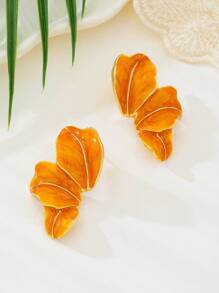 1 Pair Vibrant Summer Dopamine Inspired Colorful Oil Drop Flower Shape Women's Earrings - Orange - View 4