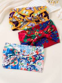 3 pièces/1 pièce Bandeau élastique à nœud de style bohème, bandeau de sport imprimé large, doux et respirant pour femmes et adolescentes, tenue décontractée et sportive, accessoires cheveux, turban, bandeau de transpiration, serre-tête