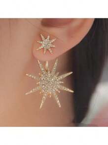 1 st. Mode Nieuwe Strass Sneeuwvlok Oorbel Hanger Oorbel, Beschermer Hexagram Enkele Accessoire, Geweldig Voor Vakantie & Verjaardagscadeaus