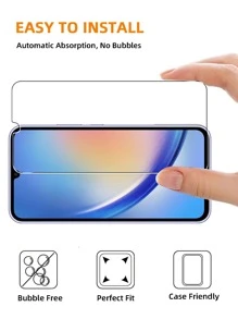 2pcs Galaxy Screen Protector, High-Definition Clear Tempered Glass, Anti-Scratch, Waterproof, Shockproof, Anti-Fingerprint, Full Coverage - Clear - View 8