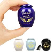 4pcs Mini Cremation Urns For Human Ashes - Angle Wings Small Keepsake Urns For Women Men - Ceramic Adult Ashes Holders Memorial Funeral Urn For Sharing Ashes
