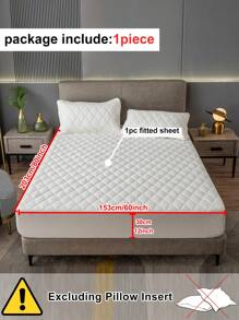 1 pieza Colchoneta protectora impermeable y transpirable blanca con funda acolchada y bolsillo profundo, sin ruido, para todas las estaciones, niños y ancianos