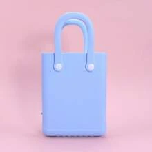 Miniso 史迪奇系列迷你沙滩包 EVA 手提包，时尚手提包彩色卡通装饰手提包，女包，非常适合旅行、度假和节日，沙滩用品和夏季必需品，最适合海滩氛围的女士包 - 藍色 - 查看 5