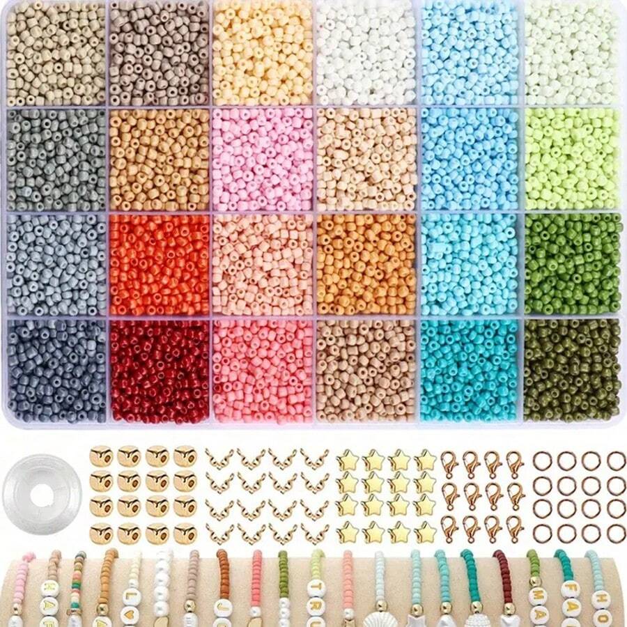 5400pcs 3mm Acrylic Bead Bracelet Making Kit, For Making Bracelets, Necklaces, Earrings And Various Jewelry - 26 Grids About 5500pcs - View 1