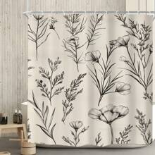 Waterproof Vintage Farmhouse Botanical Bliss Shower Curtain - Machine Washable, Farmhouse Print With Hooks, Suitable For All Seasons Home Bathroom Decor