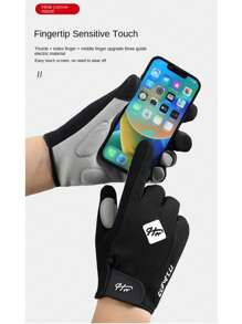 1 双男式户外运动全指手套，透气防滑骑行骑车健身双色护手，弹簧 - 彩色 - 查看 8