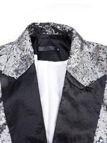 Shiny Silver Sequin Suit Jacket, Suitable For Parties, Dancing, Music Festivals, Men Glittering Blazers