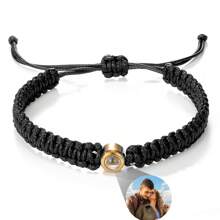 1pc Custom Couple Projection Bracelet, Stainless Steel Braided, Photo Memory, Gift For Mother's Day, Birthday, Graduation Gift, Suitable For Men Women Couples Family, Anniversary - Black Style 2 - View 12