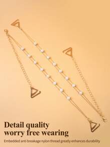 金色金属水钻胸罩肩带，吊带背心肩带配件，时尚隐形肩带，适用于露肩连衣裙，适合狂欢 - 金色 - 查看 6