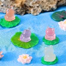 7pcs/14pcs Glow-In-The-Dark Resin Frog Statues - Colorful Mini Frog With Lotus Leaf, Creative Car Decor And Garden Decor, Suitable For Outdoor Festivals, Parties, And Home Decoration, Frog Decorations - Multicolor - View 8