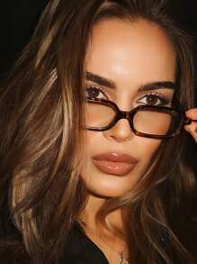 1 par de gafas casuales para mujer con marco cuadrado pequeño y rectangular con estampado de leopardo - estampado de leopardo - Ver 2