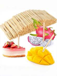 100/200/300/500 件 3.5 英寸迷你竹制开胃菜叉，一次性开胃菜叉，适用于水果、小吃、小点心，非常适合聚会 - 彩色 - 查看 2