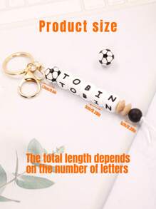 1pc Customized Silicone Abacus Bead Keychain With Sports Ball Design And 1~10 English Letters, Personalized Gift With Custom Name For Friends , Colorful, Rugby/Baseball/Football/Basketball, Cute, Adorable, Contracted, Kawaii, Stylish, Casual, Cuties Custom