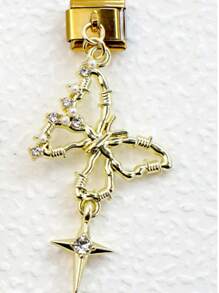1 pieza Pulsera con colgante de módulo único personalizado con mariposa, flor y corazón de cerezo de moda