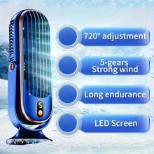 New Handheld USB Desktop Fan - Dual Blades, 5 Adjustable Speeds, 360° Rotation, Suitable For Home, Office, Travel And Camping - Multicolor - View 3