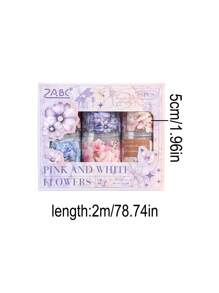 6 Rolls/Box Handbook Material Tape Plant Flower Plant Tape, Creative Waterproof PET Material Design Sticker Roll, Suitable For Photo Album Border Decoration DIY Hand Account Decoration Landscape Material Tape, Hand Account Gift For Friends - Multicolor - View 10