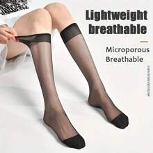 10 paia/3 paia di calze a metà polpaccio di colore pelle e nero, calze da donna di taglia grande, calze stile JK, calze a metà polpaccio, calze versatili e traspiranti da studente in stile Ins, calze velate estive. Calze a metà polpaccio di colore unito estive versatili ultra sottili di colore pelle, lunghezza a metà polpaccio, stile Y2k, confortevoli - Multicolore - Visualizzare 3