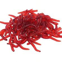 100pcs Soft Fishing Lures, Artificial Worms & Red Worms Fishing Baits, Outdoor Seaside Fishing Baits, Fishing Accessories