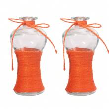 2 piezas Jarrón de vidrio hecho a mano y colorido de cuerda, jarrón de flores rústico mini, jarrón decorativo de escritorio, difusor de aromaterapia