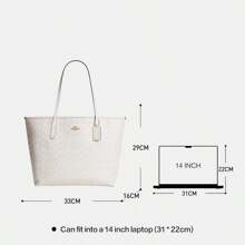 Coach City 33 經典老花Logo 人造皮革 托特包Tote包購物袋手提單肩包 大號 女款 粉筆白色 - 粉筆白色 - 查看 5