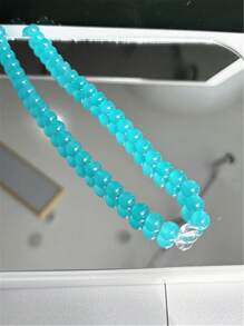 Sweet Cute Summer Simple Sky Blue Beaded Handmade Necklace For Women Girls Fashion Transparent Beaded Choker Necklace - Beaded Necklace - View 10