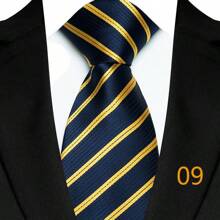 GOADAFOO Luxury 8CM Men Necktie Orange Brown Color Paisley Dot Plaid Floral Ties For Man Groom Jacquard Woven Neck Tie For Business Wedding Party - Navy - View 28