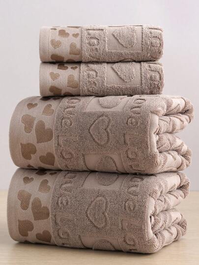 QIBHI 1/2/3/9 pezzi Asciugamani/Salviette da bagno in jacquard a forma di cuore, morbidi e assorbenti, decorazione per il bagno, per coppie, feste, San Valentino, disponibili in varie misure per salone di bellezza, casa, bagno, doccia, hotel, sport, essenziali per la casa, asciugamano, asciugamano da bagno per la cura della pelle