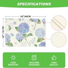 1-Piece, 4-Piece, 6-Piece Fresh Purple Floral Spring Series Placemats, 30 * 45cm Asymmetric, Animal, Plant Pattern Table Decoration, Spring Holiday Tablecloth Table Mat, Coaster Suitable For Family Parties, Kitchen Decoration, Restaurant, Company Gatherings