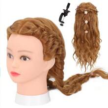 Cabeza de maniquí con 80% de cabello humano de 26 pulgadas, maniquíes para practicar peinados con pinza y herramientas, cabeza de maniquí de cosmética (# 4 sin maquillaje) - Multicolor - Ver 18