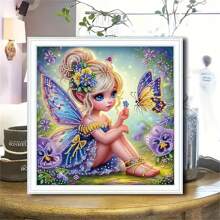 Kit de pintura de diamantes con forma especial de Mariposa hada con cristales de diamantes de imitación, decoración de arte de pared de lienzo DIY, sin marco, patrón, cristales de imitación