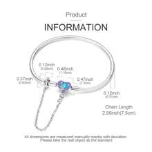 1 Pc Silver Color Exquisite Cubic Zirconia Enamel Bracelets Star Love Chain Bracelet Fit Charm Beads DIY Women Jewelry