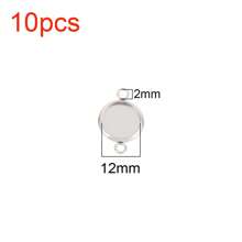 10pcs Stainless Steel Two Hole Resin Blank Base Tray Cabochon Cameo Base Setting Bezels Pendant For DIY Jewelry Necklace Bracelet Making Accessories - Blank Base - View 12