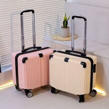 New Premium 18-Inch Portable Lockable Mini Carry-On Luggage Suitcase, Fashionable Lightweight Trolley Case, Unisex Bag For School School Accessories School Stuff - Dark Green - View 3