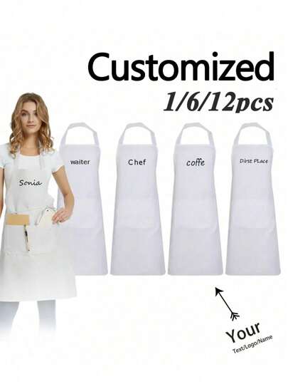 1pc Custom Apron For Dad Father Men Women Custom Name Logo Chef Cooking Kitchen Apron Personalized Kitchen Waterproof Apron Custom Logo Picture Name Chef Cooking Apron Perfect For Mom Husband Girlfriend Boyfriend Father's Day Valentine's Day Mother's Day Birthday Anniversary Graduation Wedding Love Unique