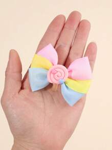 2 szt. Urocze kokardy do włosów z lizakami dla kobiet w kolorze różowym, niebieskim i żółtym, spinki krokodylkowe, mini spinki do włosów z cukierkami, dziewczęce kokardy do warkoczyków, spinki do włosów, prezent świąteczny, akcesoria do włosów dla kobiet