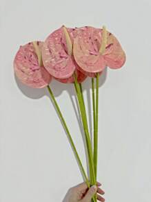 1 PIEZA/3 PIEZAS/5 PIEZAS Flores artificiales de Anthurium Lily (rosado manchado) para decoración de bodas, oficina, fiesta, hotel, hogar, centro de mesa - Rosa manchado - Ver 8