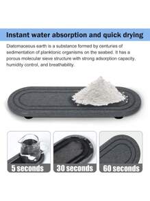 2PCS Water Absorbing Stone Tray, Fast Drying Diatomite Stone Sink Tray, Water Absorbent Diatomite Coasters, Stone Soap Tray For Kitchen Sink, Bathroom Counter Hand Soap Dish Toothbrush Holders,Storage And Organization,Toothbrush Holder,Bathroom Accessories,Bathroom Decor,Kitchen Decor