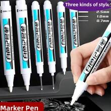 3pcs White Marker Pens, 0.7mm/1mm/2.5mm, Waterproof Deep Hole Markers, Quick-Drying Oil-Based Pens, Woodworking Marking Tools, Suitable For Model Making, Marking, Painting On Metal, Plastic, Wood, Ceramic, Ideal For Back To School Crafts - White - View 2