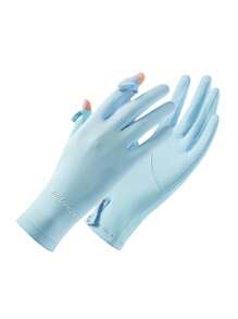 1 Pair Minimalist Summer UV Protection Gloves, Thin Short Breathable Ice Silk Cooling Outdoor Sun Block Gloves For Women
