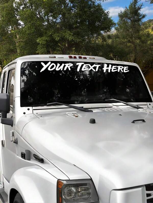 2pcs Custom Front And Rear Windshield Stickers, Unisex, Automotive Exterior Accessories Stickers Compatible With BMW, Mercedes-Benz, Audi, Etc., Car Decoration Essential, Available In White, Black, Pink, Red, Colorful Laser Mix, Create Your Own Customized Stickers For Cars And Trucks, Fade-Resistant And Weather-Resistant Windshield Stickers
