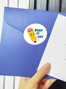 500 buc/rolă autocolante motivaționale drăguțe cu desene animate în limba engleză, model curcubeu albină soare coroană, pentru meșteșuguri DIY, decorare, contabilitate, recompensă pentru profesori, autocolante multifuncționale impermeabile din PVC, rechizite școlare, înapoi la școală - Galben - Vizualizare 8